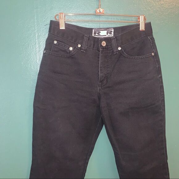 R4R Rave 4 Real Vintage Flare Black High waisted Denim jeans - Picture 3 of 5
